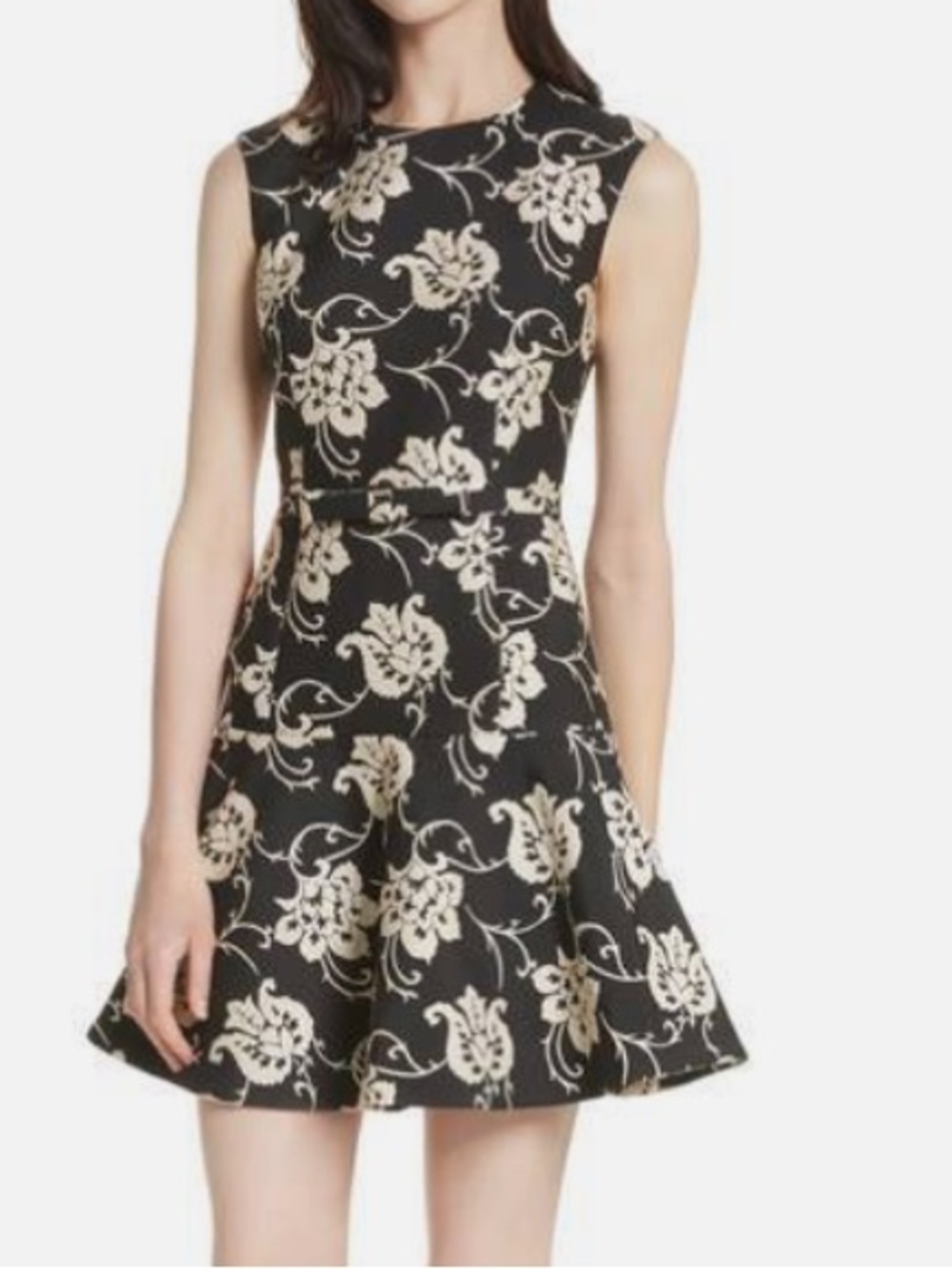 Ted Baker London “Pruna” Ornate Paisley Ruffle Hem Dress Size 2 /see measurement